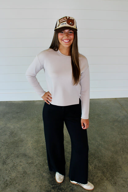 AirEssentials Long Sleeves Side Slit French Grey Top