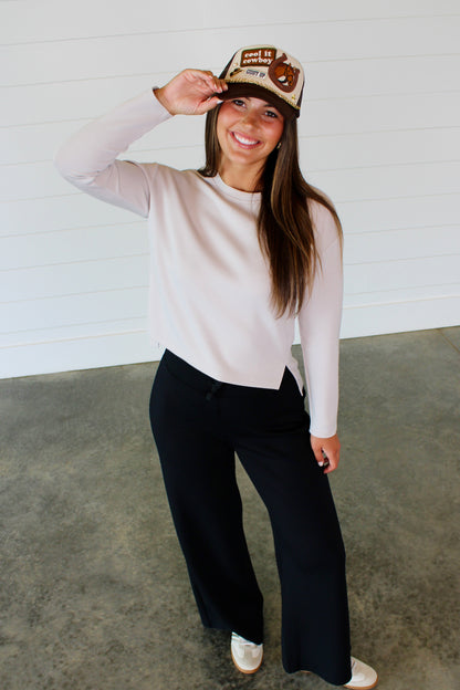 AirEssentials Long Sleeves Side Slit French Grey Top