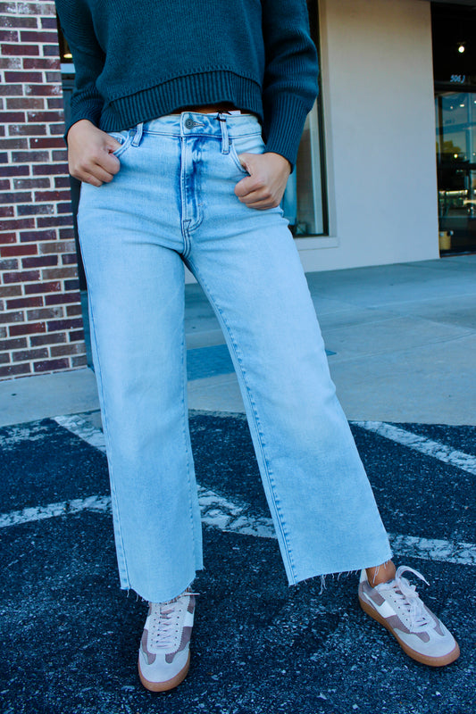 Ryan Light Wash Side Slit Bootcut Denim