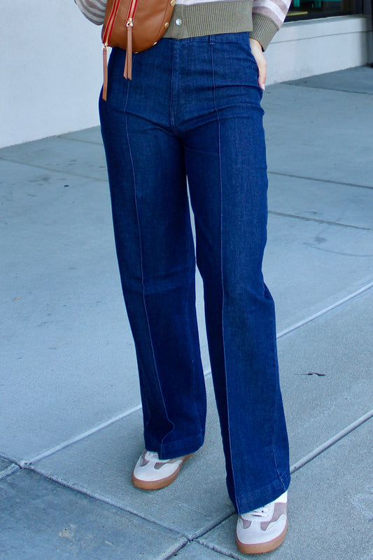 Solid Ground Wide Leg Denim Pants
