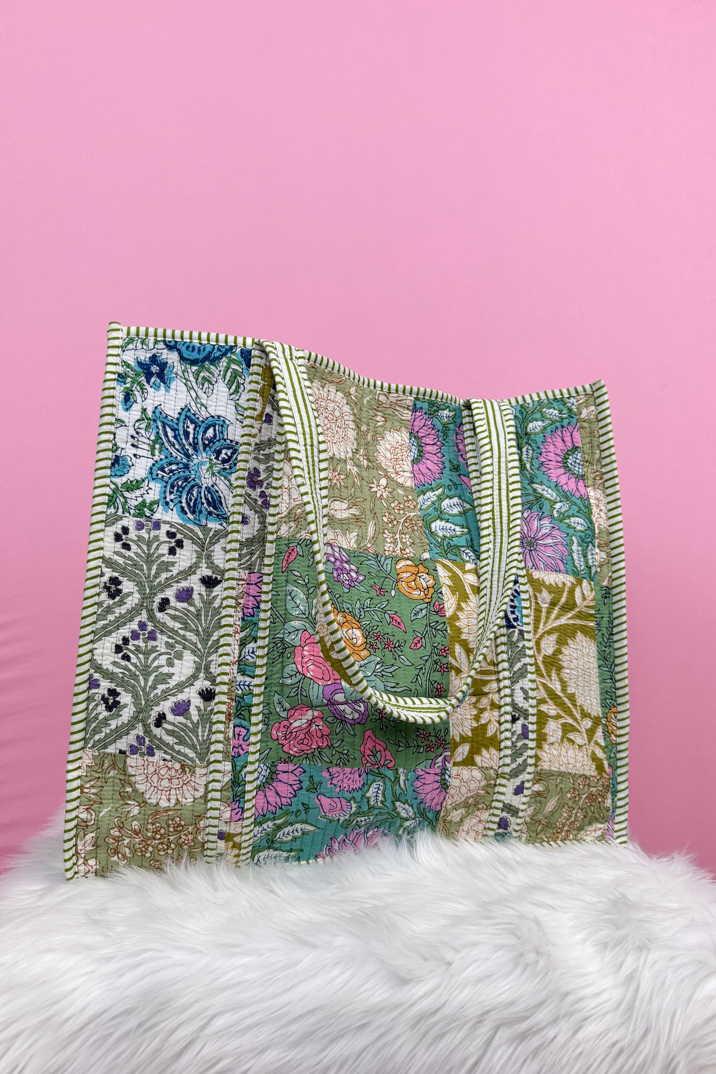 Olive Patchwork Tote Bag