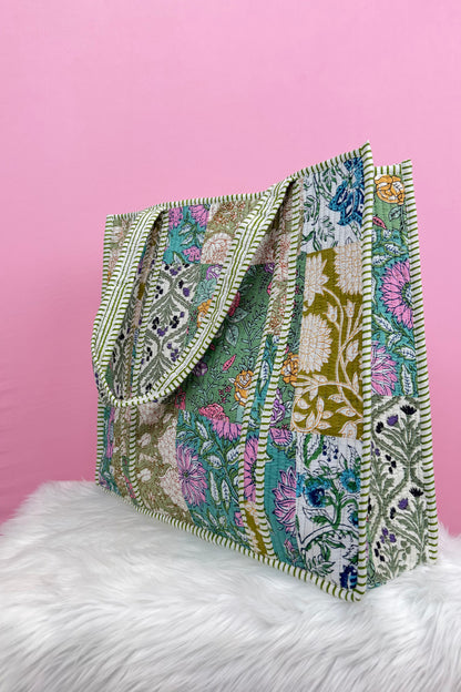 Olive Patchwork Tote Bag