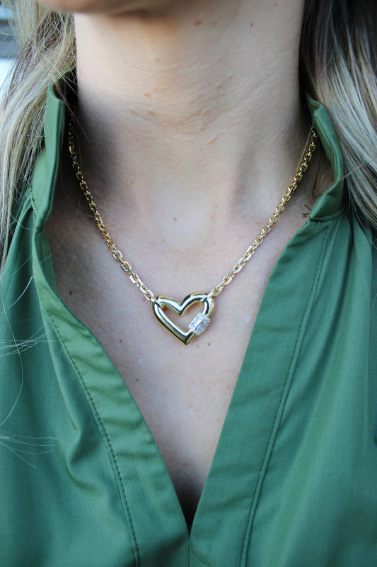 Emery Heart Gold Short Pendant Necklace