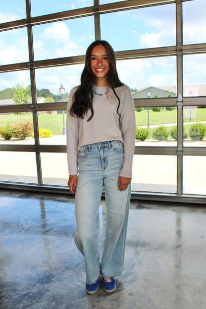 AirEssentials Long Sleeves Side Slit French Grey Top