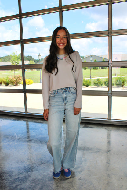 AirEssentials Long Sleeves Side Slit French Grey Top