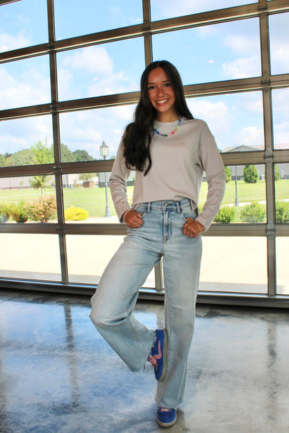 AirEssentials Long Sleeves Side Slit French Grey Top