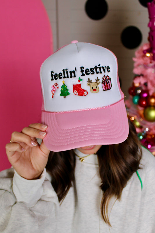 Feelin' Festive Pink Trucker Cap