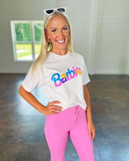 Let's Go Party Barbie White Tee