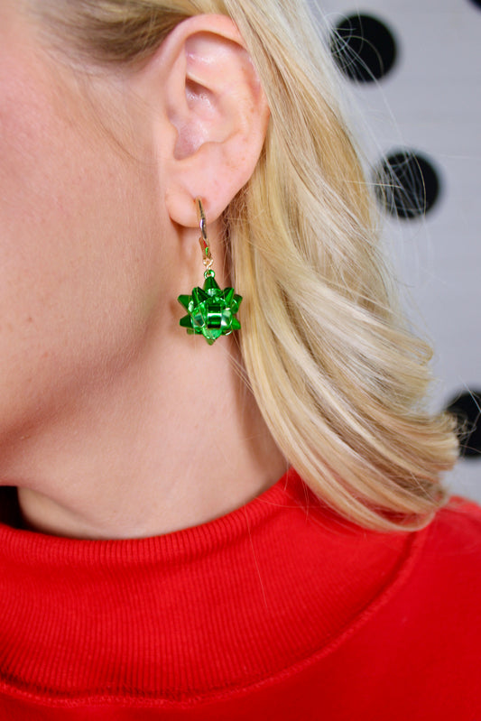 Holiday Time Green Huggie Earrings