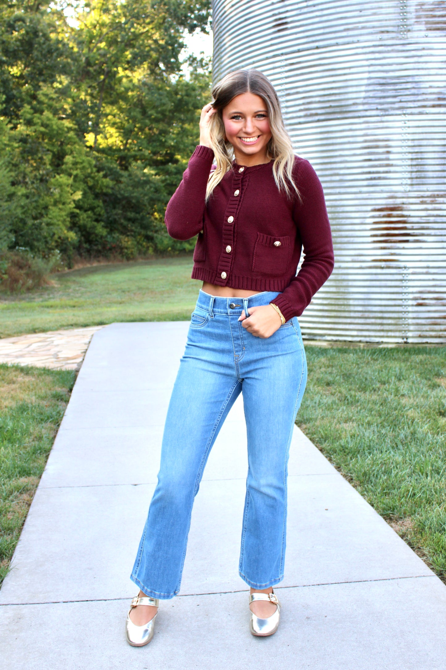 Right on Schedule Burgundy Cardigan