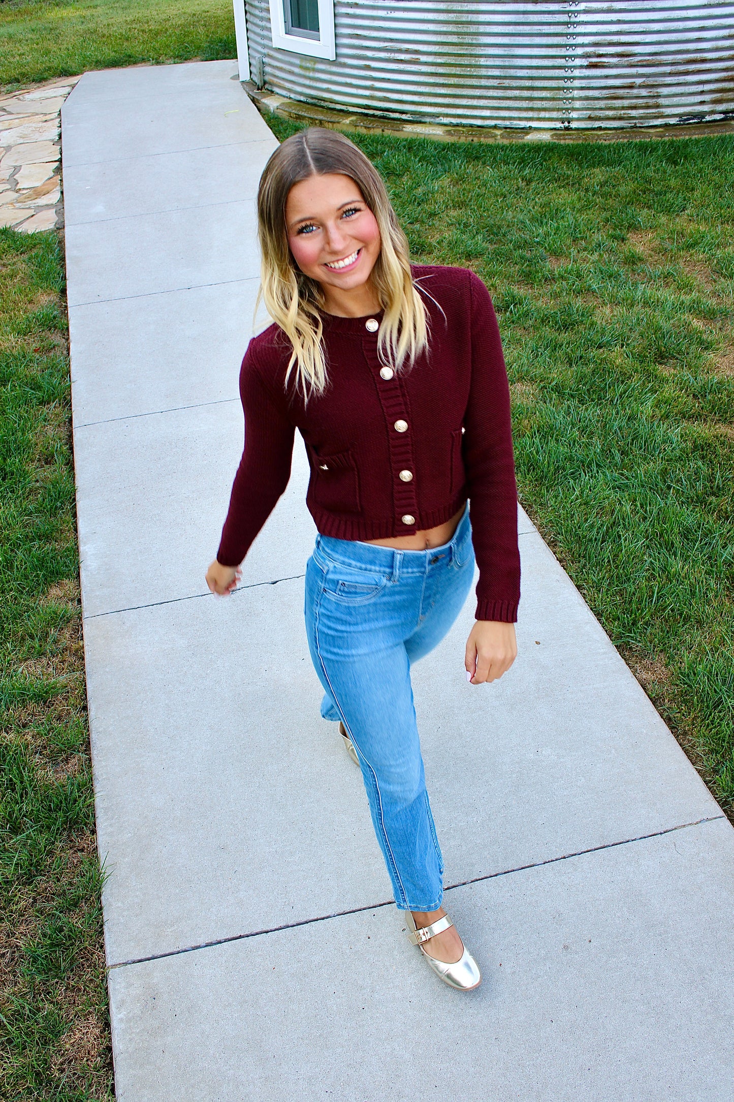 Right on Schedule Burgundy Cardigan