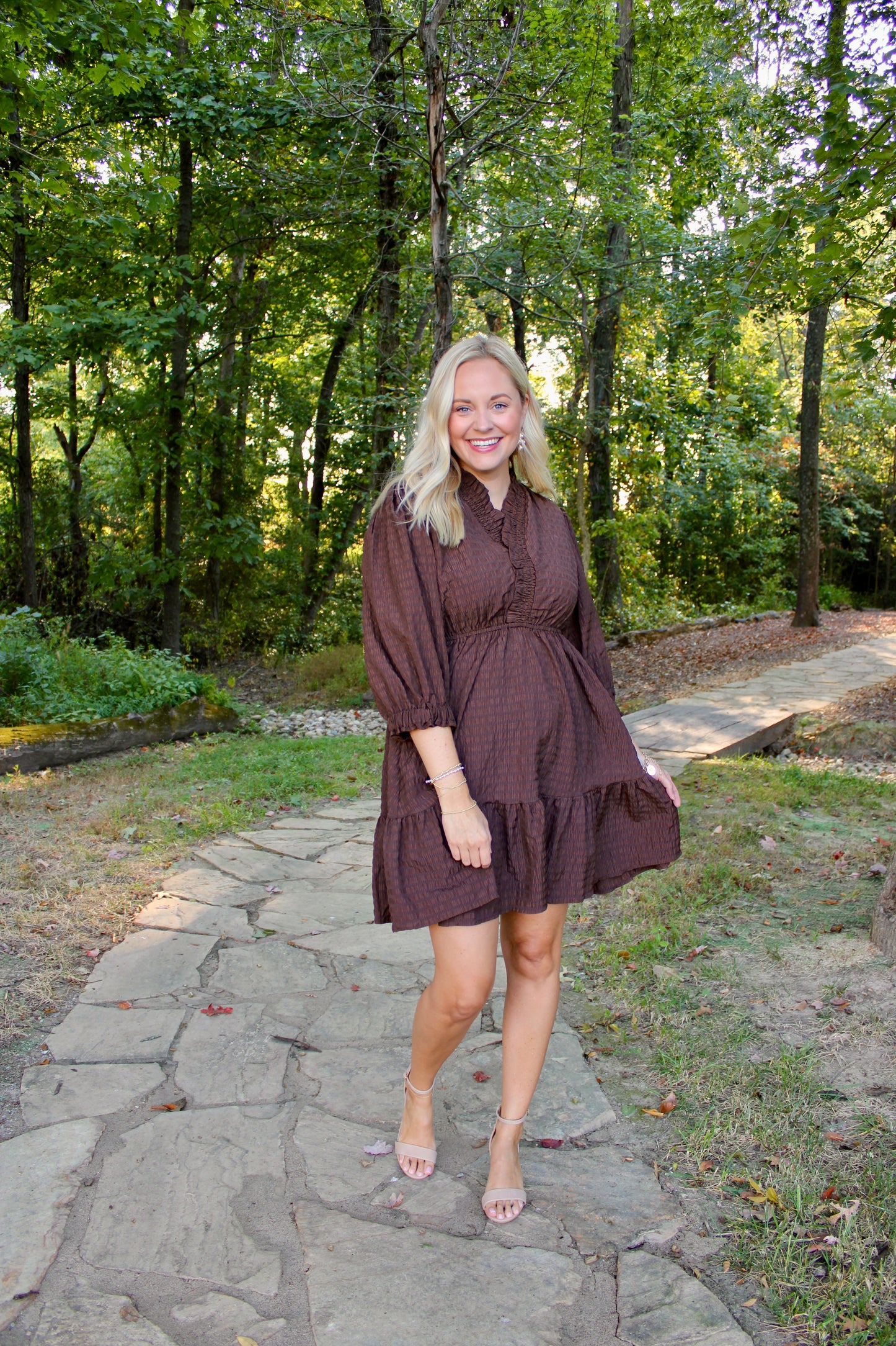 Down the Lane Brown Dress