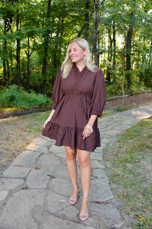 Down the Lane Brown Dress