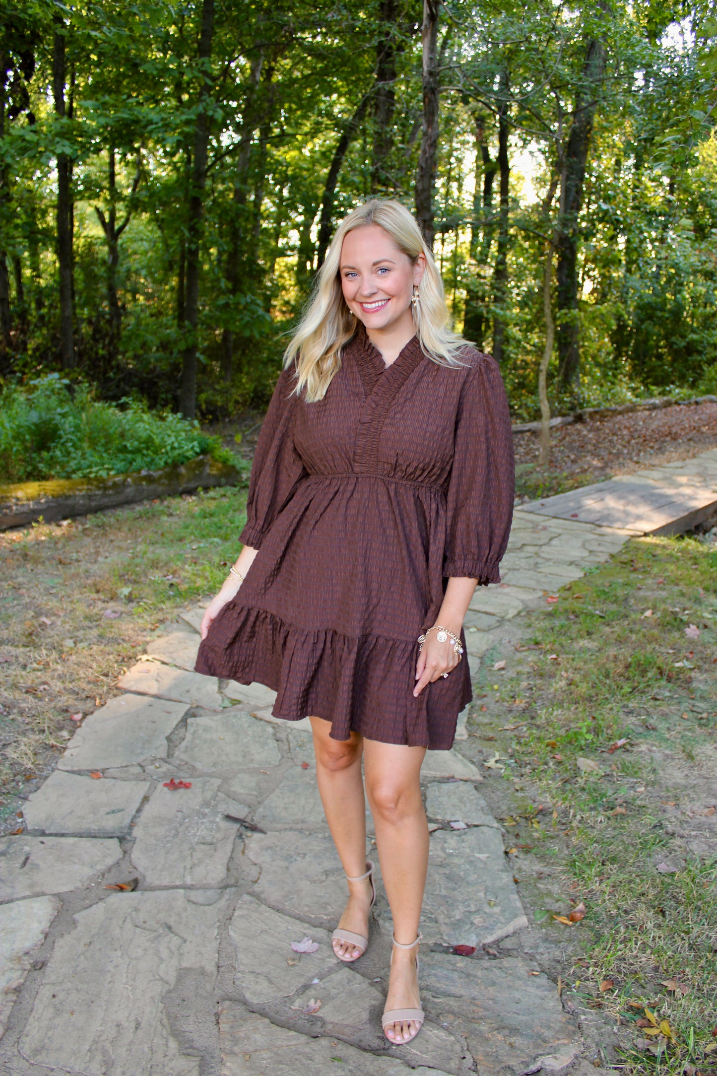Down the Lane Brown Dress