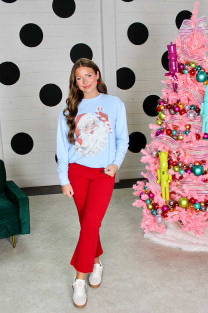 Vintage Santa Blue Sweatshirt