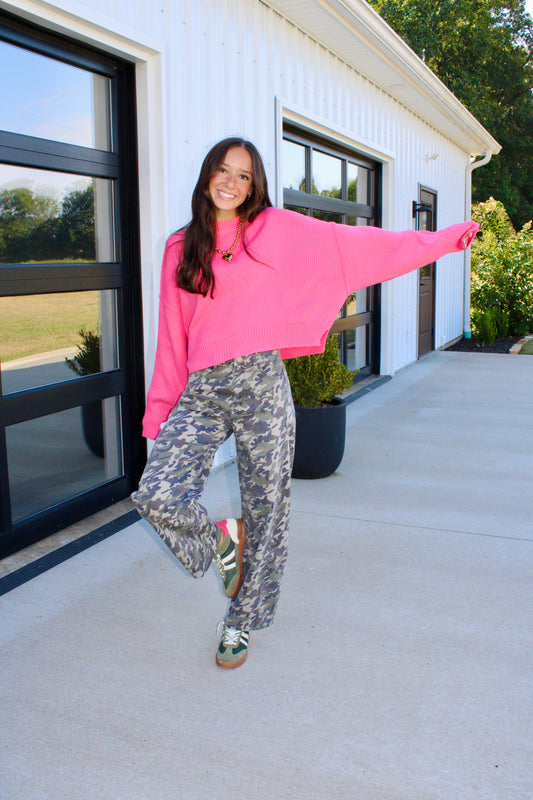 Keep Things Simple Pink Sweater