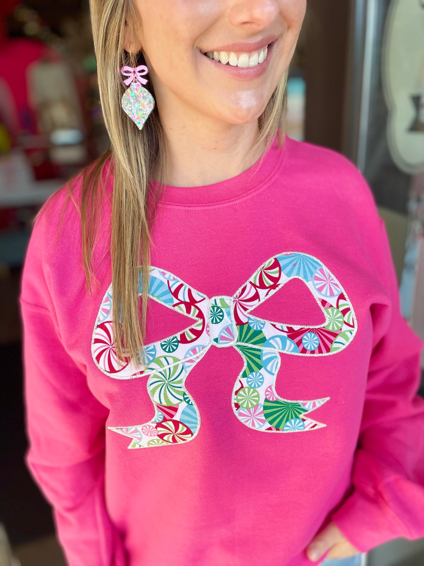 Candy Bow Hot Pink Sweatshirt