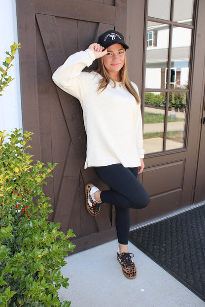 AirEssentials Brushed Crewneck Birch Heather Top