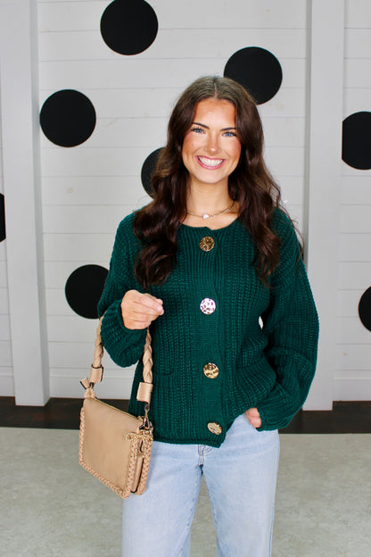 Found My Place Hunter Green Cardigan