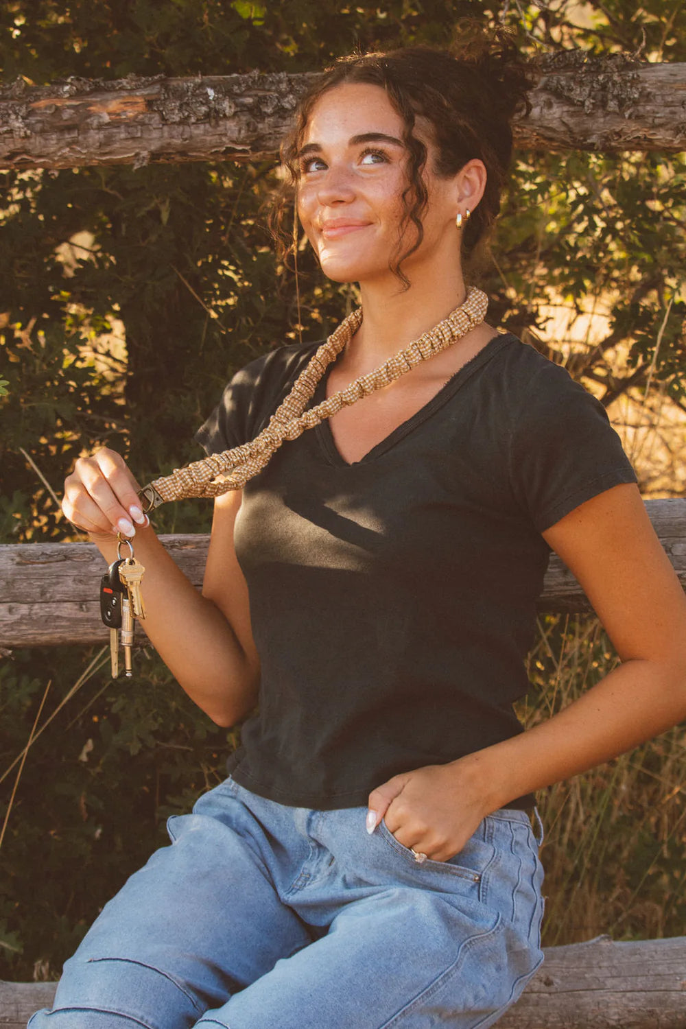 Mustard Gingham Lanyard