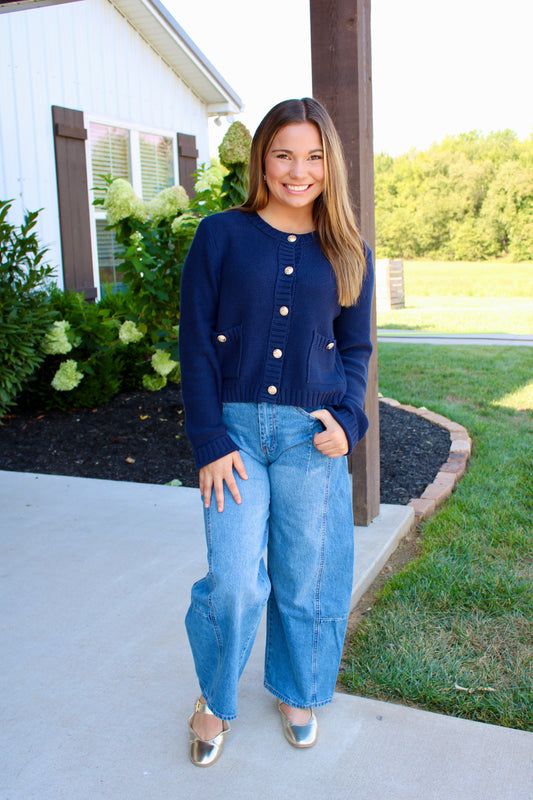 Right on Schedule Navy Cardigan