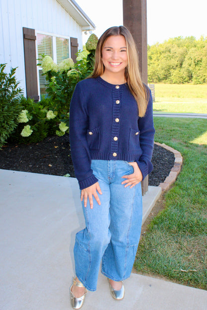 Right on Schedule Navy Cardigan