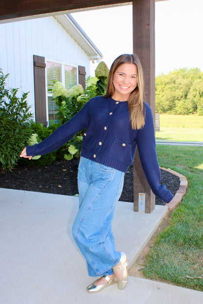 Right on Schedule Navy Cardigan