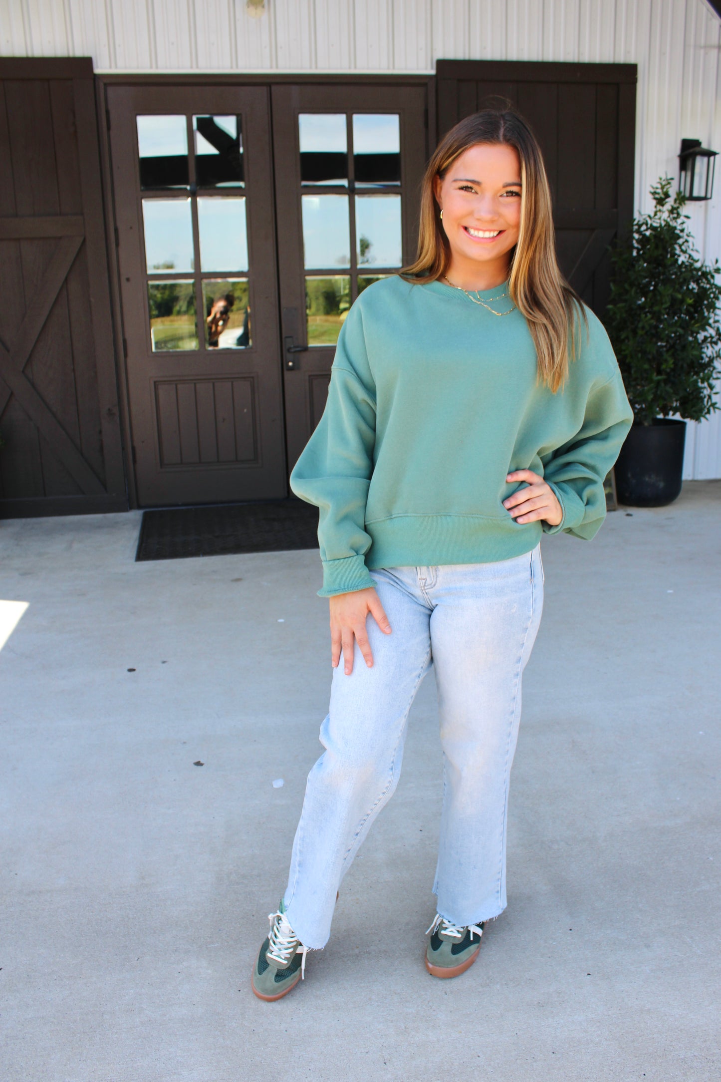 My Day Off Green Sweatshirt
