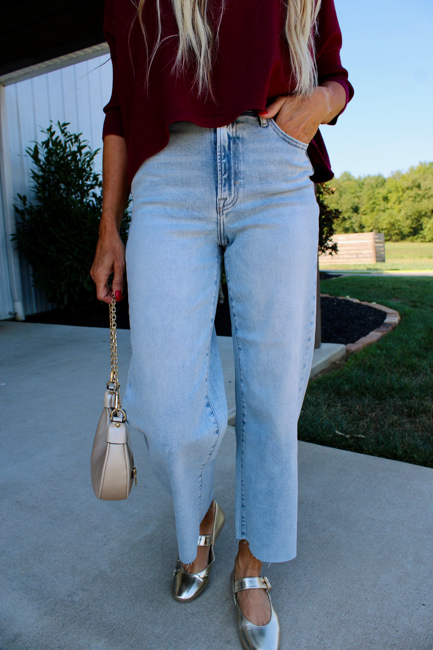 Nori Light Wash Crop Wide Leg Denim