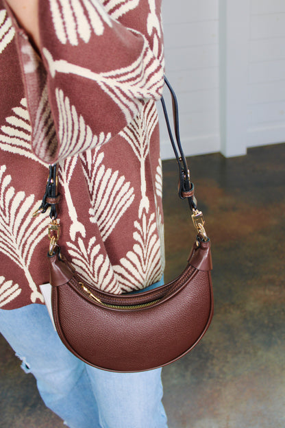 Zora Espresso Half-Moon Shoulder Bag