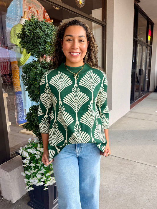 Something Abstract Top in Forest Green