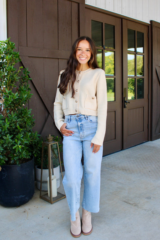 Right on Schedule Cream Cardigan