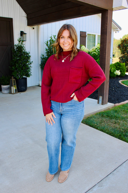 Owning The Room Burgundy Sweater