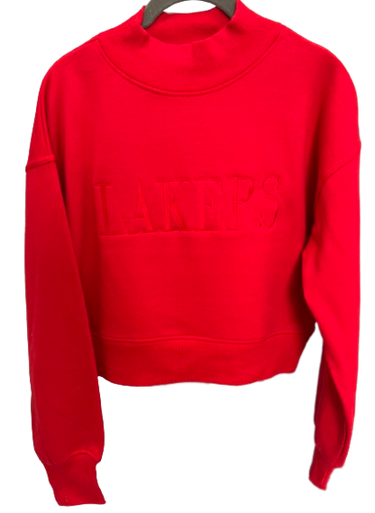 Let's Go Team Cropped Red Sweatshirt