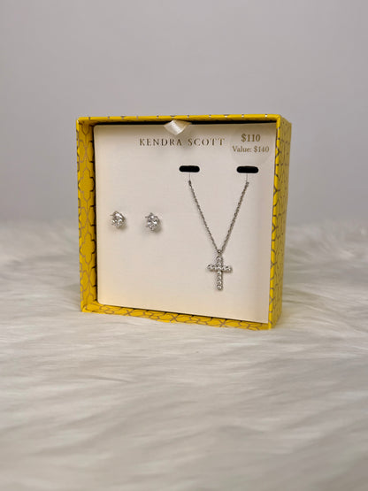 Cailin Silver Cross Necklace and Earring Gift Set