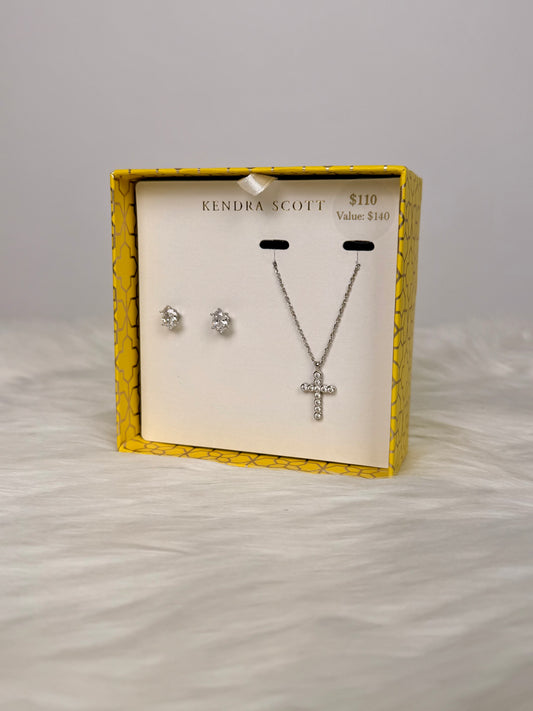 Cailin Silver Cross Necklace and Earring Gift Set