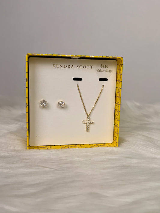 Cailin Gold Cross Necklace and Earring Gift Set