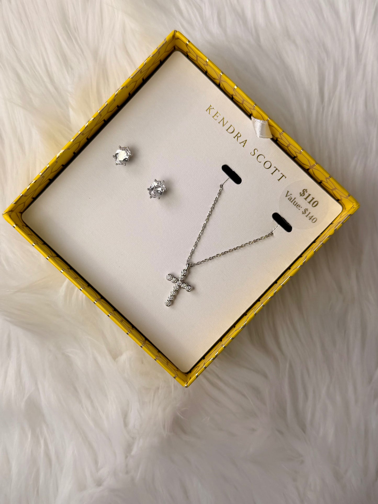 Cailin Silver Cross Necklace and Earring Gift Set