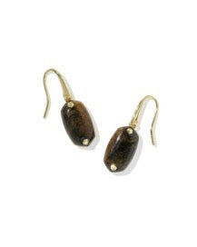 Lee Riveted Gold Earring in Dark Brown Hawks Eye