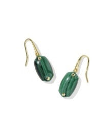 Lee Riveted Gold Earring in Green Malachite