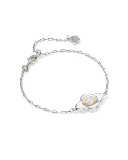 Abbie Medallion Silver Delicate Chain Bracelet in White Mix