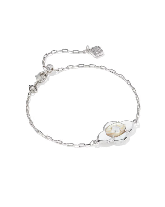 Abbie Medallion Silver Delicate Chain Bracelet in White Mix
