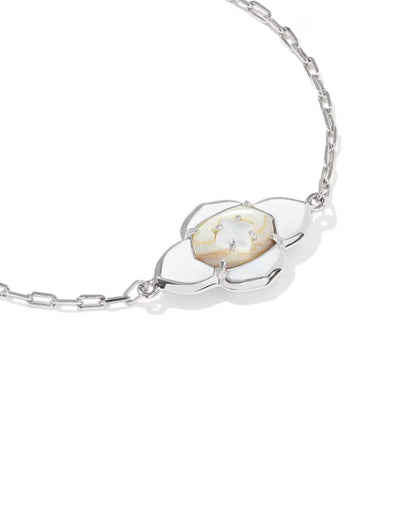 Abbie Medallion Silver Delicate Chain Bracelet in White Mix