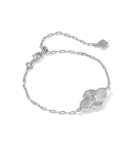 Abbie Medallion Silver Delicate Chain Bracelet in White Mix