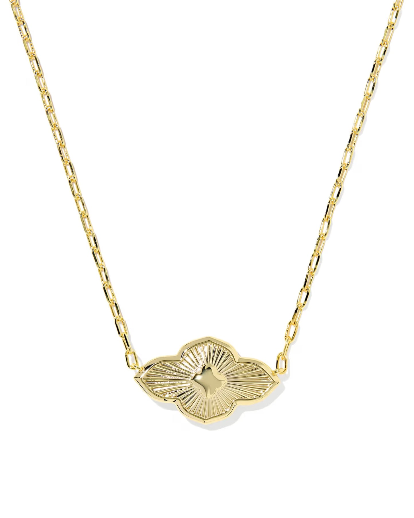 Abbie Medallion Gold Short Pendant Necklace in Hot Pink Mix