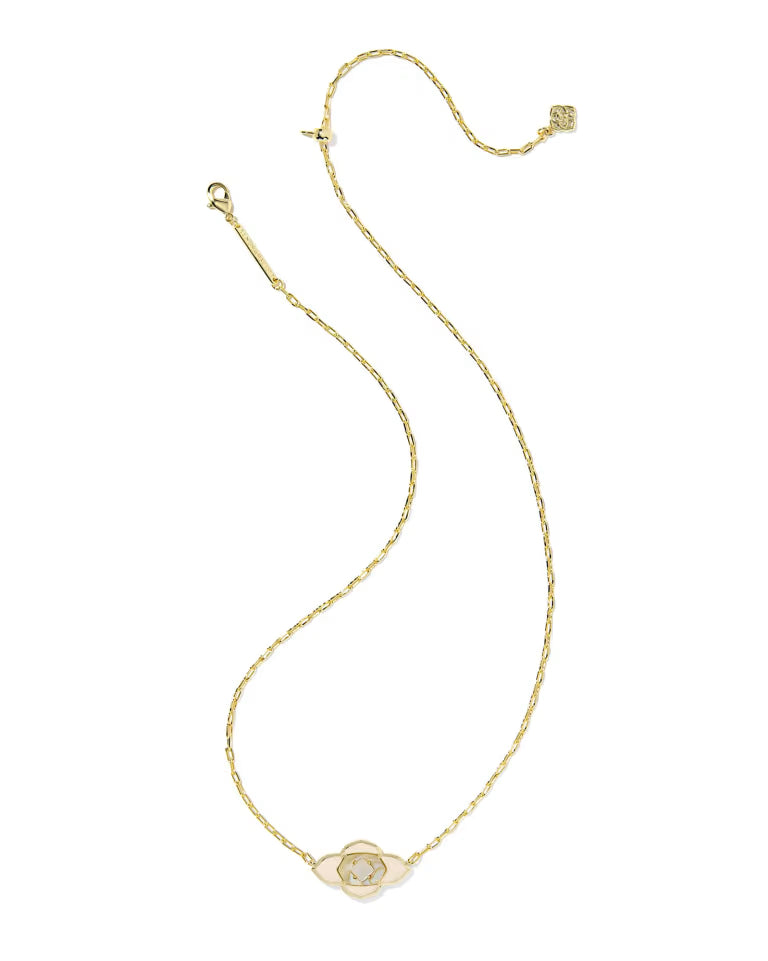 Abbie Medallion Gold Short Pendant Necklace in Neutral Mix