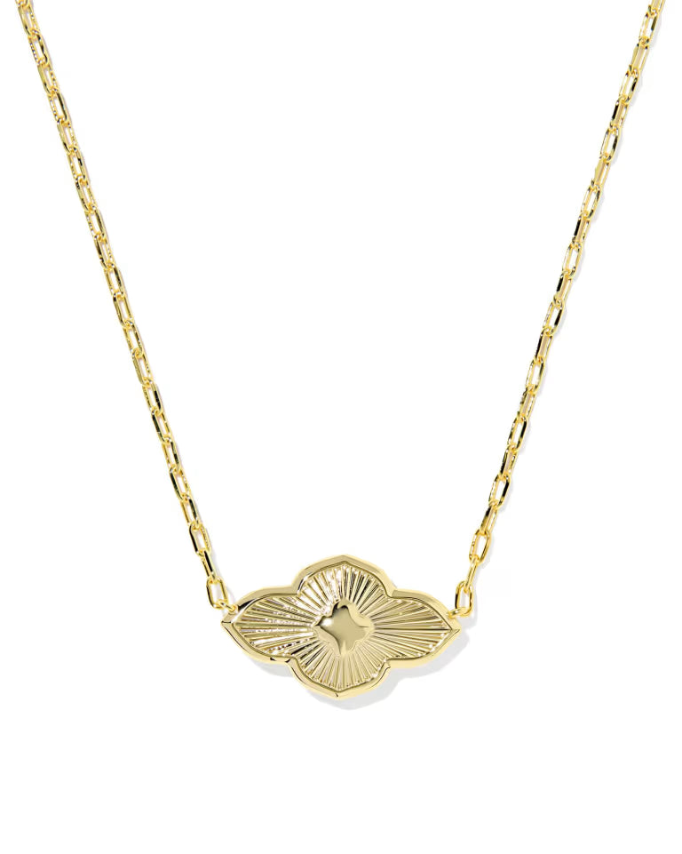 Abbie Medallion Gold Short Pendant Necklace in Abalone Sea Green Mix