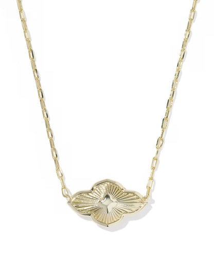 Abbie Medallion Gold Short Pendant Necklace in Pink Mix