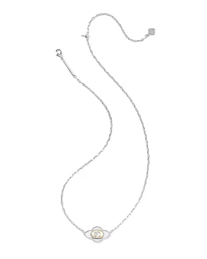 Abbie Medallion Silver Short Pendant Necklace in White Mix