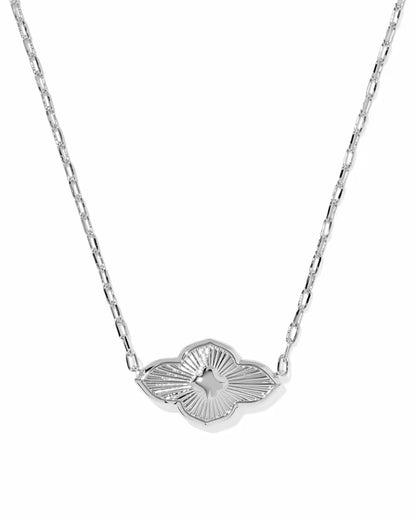 Abbie Medallion Silver Short Pendant Necklace in White Mix